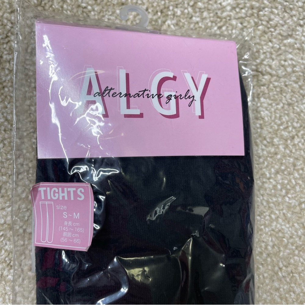 NEW Girls Japanese Brand ALGY Black Knit Tights Youth Size 145-165 (S-M)